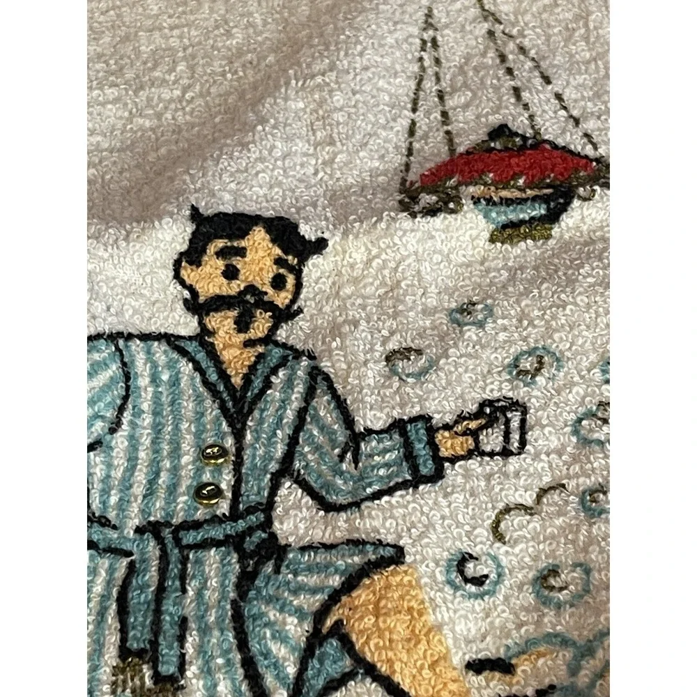 vintage Bucilla His and Hers Bath hand towel robe mcm bling washtub man women